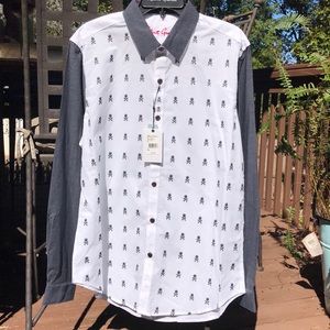 Robert Graham Skull&Bone Shirt white XL NWT Social